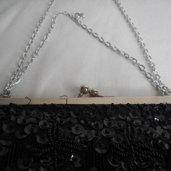Vintage Hand Made Clutch bag Purse Black beaded - Picture 4 of 8
